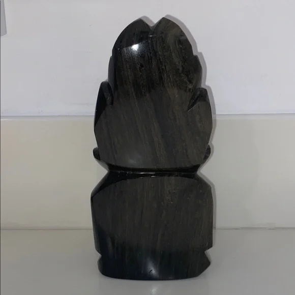 Hand Carved 9" Black Obsidian Aztec/Mayan Tribal Statue Figurine Volcanic Stone - Picture 4 of 6